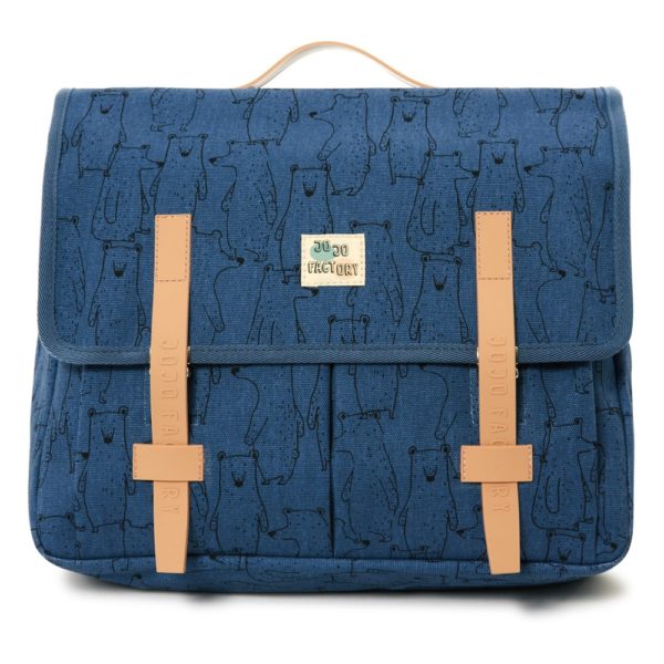 Grand cartable ours bleu indigo