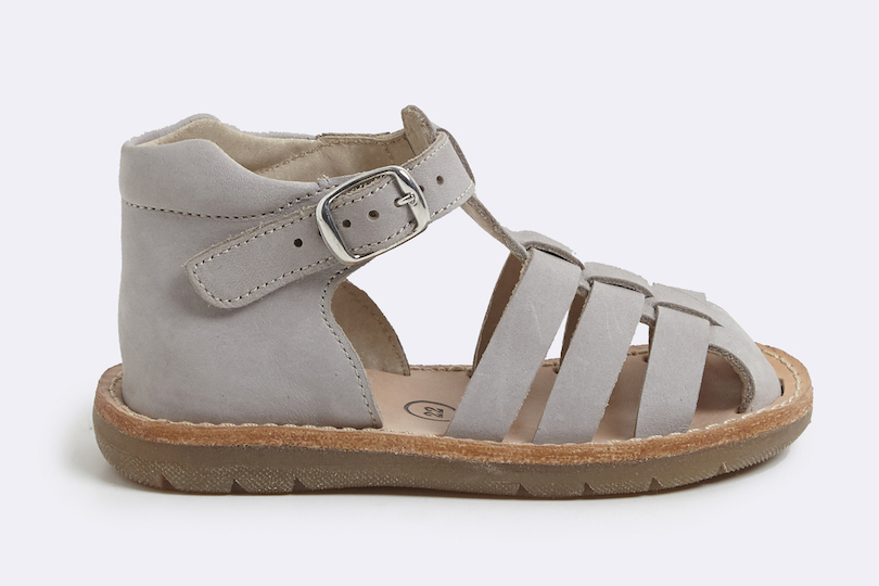 Sandalettes cuir bébé gris